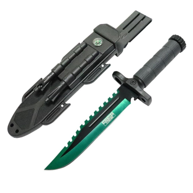 13823 - Defender-Xtreme 13" Survival Knife w/ Sheath Fire Starter Blade Sharpener Whistle