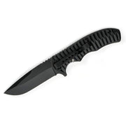 MSK094 - All-Black Ribbed Folding Knife with Pocket Clip