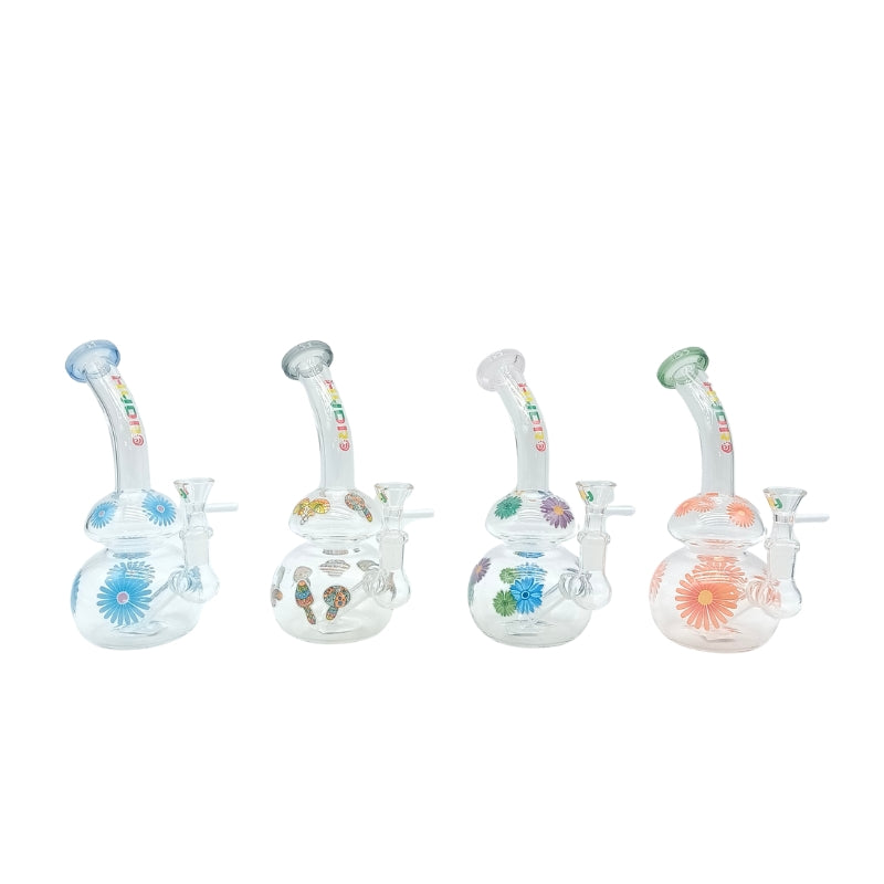 8-Inch Clear Glass Mini Rig with Printed Design (MST201)