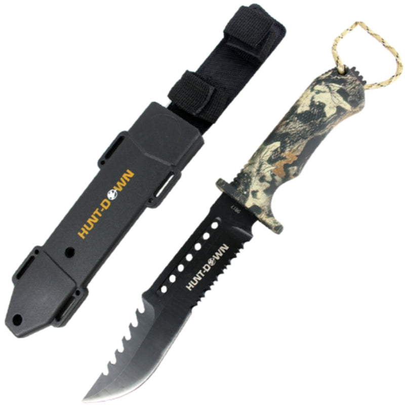 9817 - 12" Survial Hunting Knife with ABS Sheath and Fire Starter New