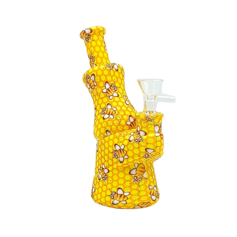 Printed Silicone Beaker Bong with Glass Bowl (MSt240)