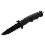 MSK096 - All-Black Serrated Rescue Folding Knife