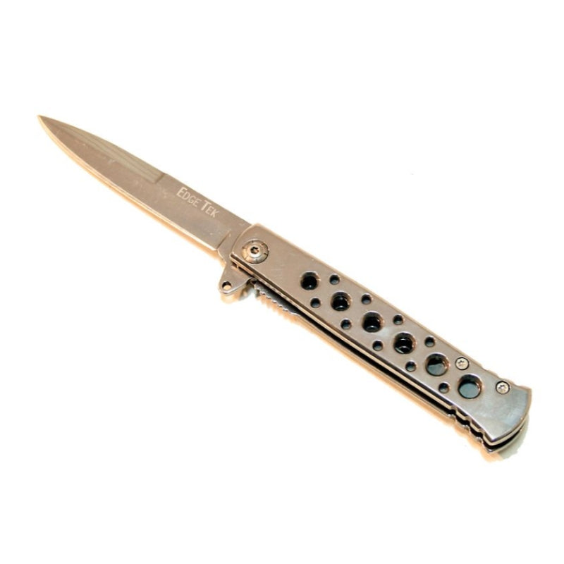 5796 - 7.5" Silver Folding Knife Stainless Steel Blade New