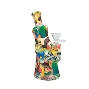 Printed Silicone Beaker Bong with Glass Bowl (MSt240)