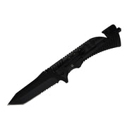 MSK097 - All-Black Serrated Rescue Folding Knife