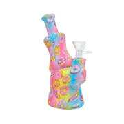 Printed Silicone Beaker Bong with Glass Bowl (MSt240)