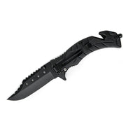 MSK099 - All-Black Serrated Rescue Folding Knife