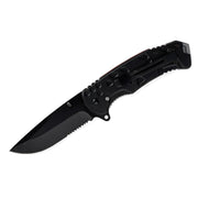 MSK101 - All-Black Serrated Folding Knife