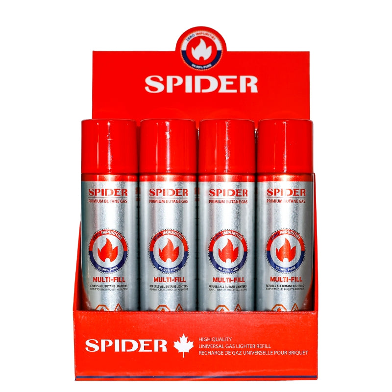 Spider Premium Butane Gas 300ml - 12/Display