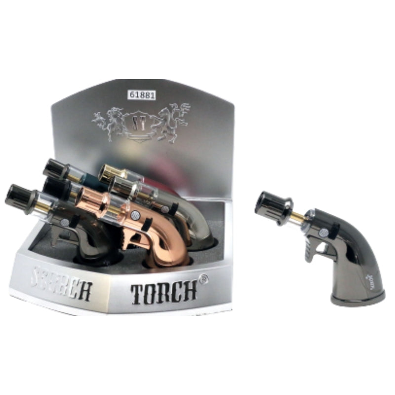 61881-1 - 4" Tall Single Flame Metal Torch Lighter - 6/Display