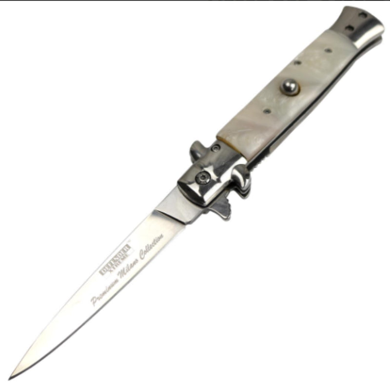13329 - Defender-Xtreme 9" Knife Pearl Acrylic Handle 3CR13 Steel
