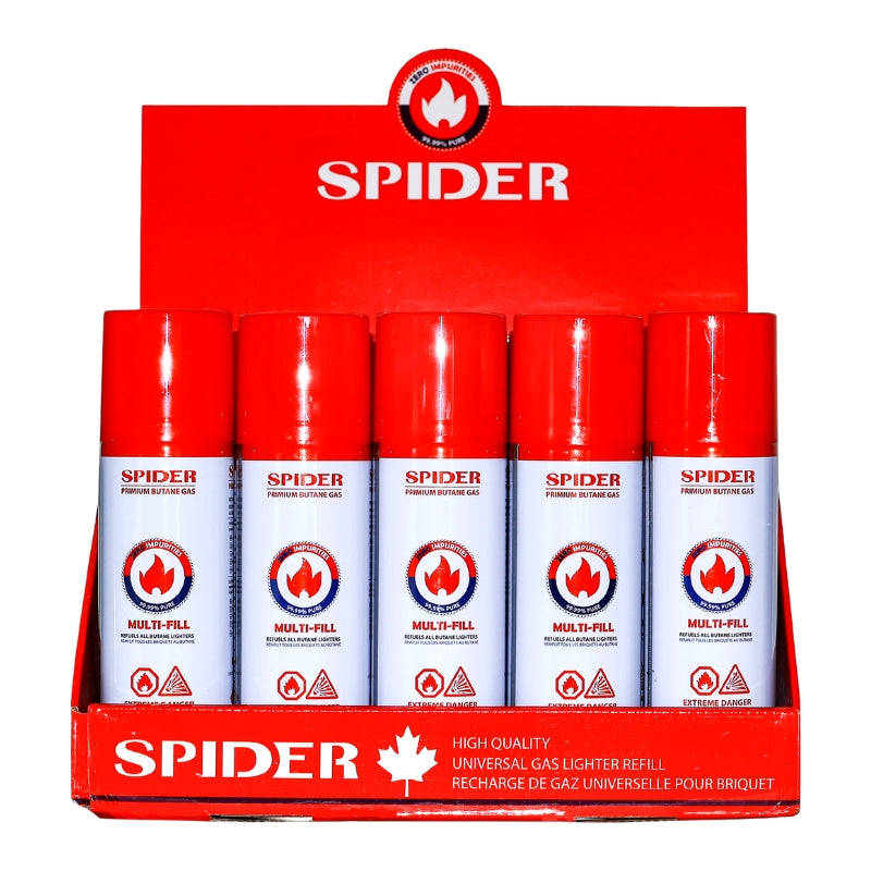 Spider Premium Butane Gas 135ml - 20/Display