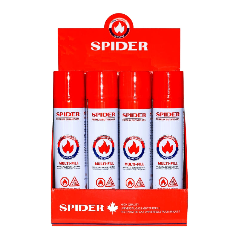 Spider Premium Butane Gas 700ml - 12/Display