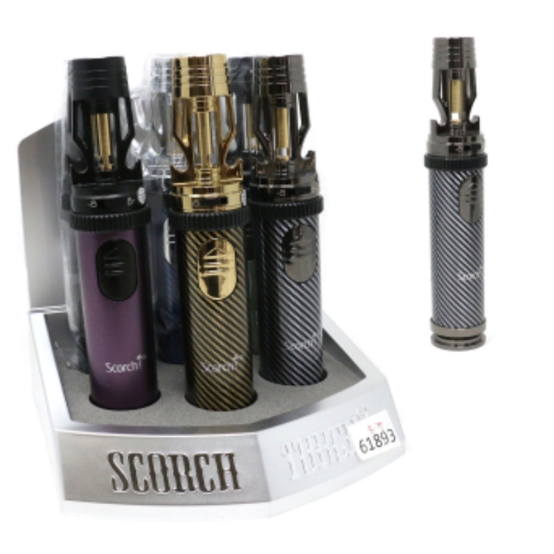 61893-1 - 7.5" Tall Single Flame Large Torch Lighter - 9/Display