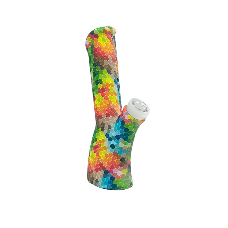 Printed Silicone Bent-Neck Straight Bong (MST239)