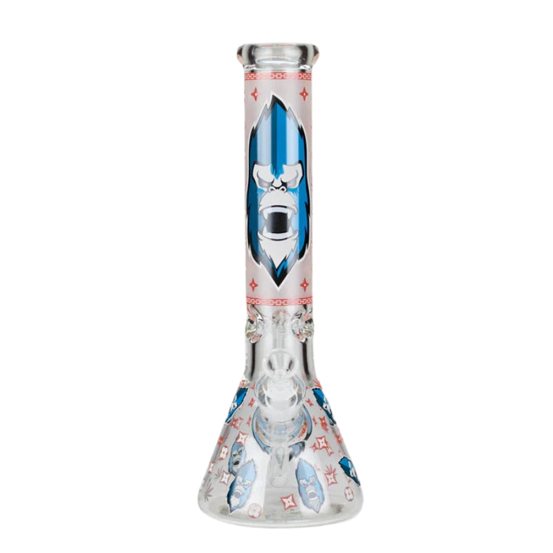Xtreme 14" Luxury Pattern 7mm Glass Beaker Bong - Red (DCK-019- 3)