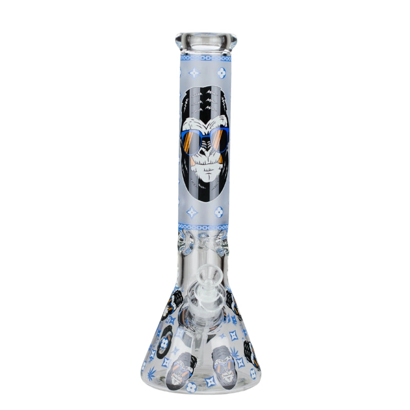 Xtreme 14" Luxury Pattern 7mm Glass Beaker Bong - Blue (DCK019-1)