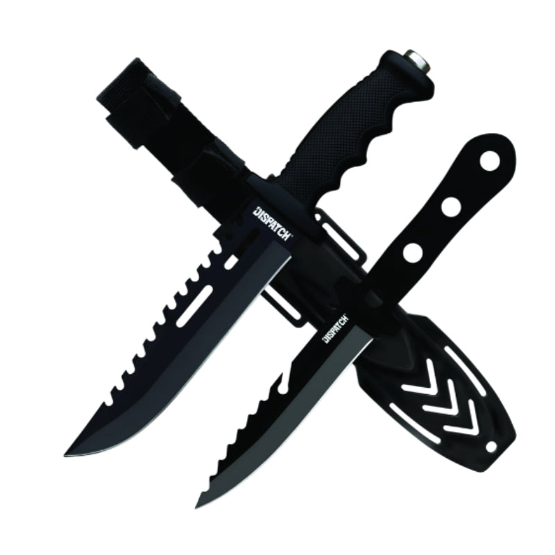 12.5" Black 2-Piece Hunting Knife with Sheath (DP0136-BK)