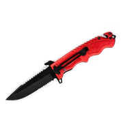 MSK064 - Red & Black Serrated Rescue Folding Knife