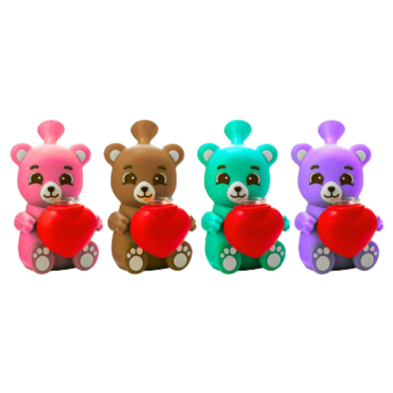 MSTS163 - Teddy Bear Heart Silicone Hand Pipe