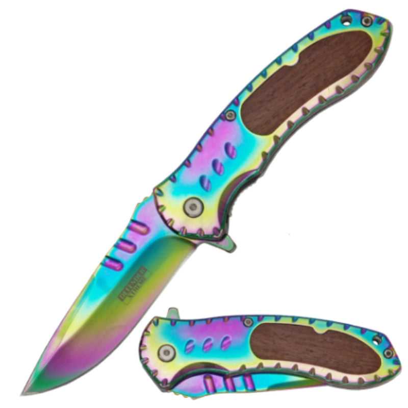 8.5" Rainbow Titanium Coating Folding Knife (14482)