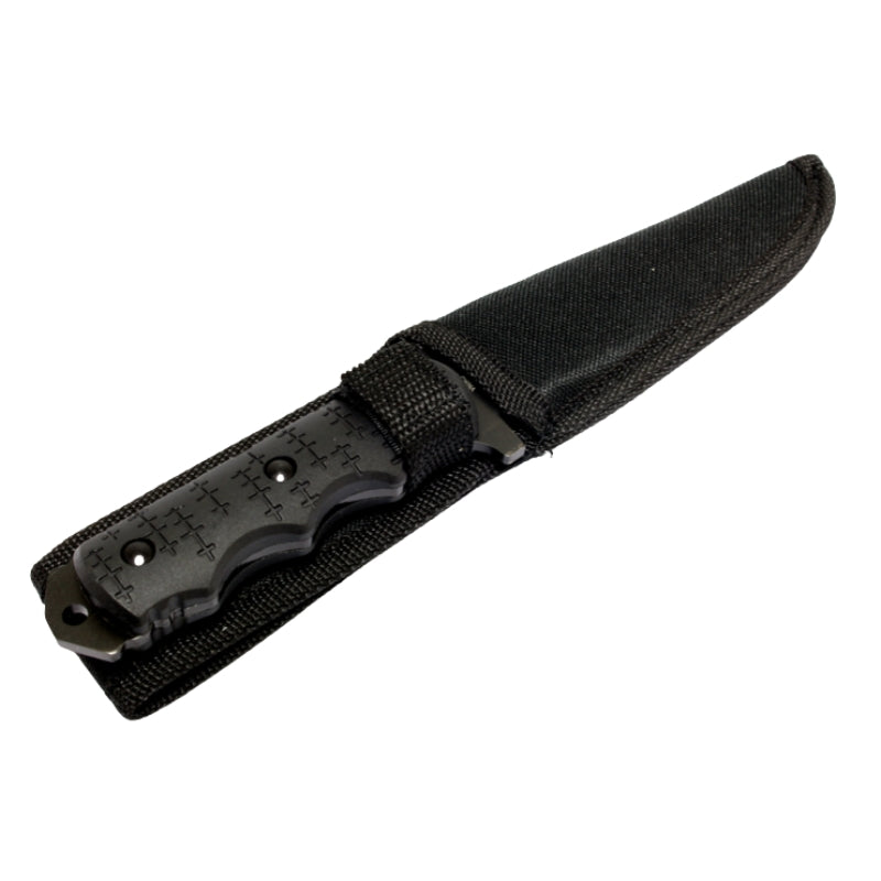 7690 - 9" Defender Xtreme Tactical Team All Black Hunting Knife with Sheath