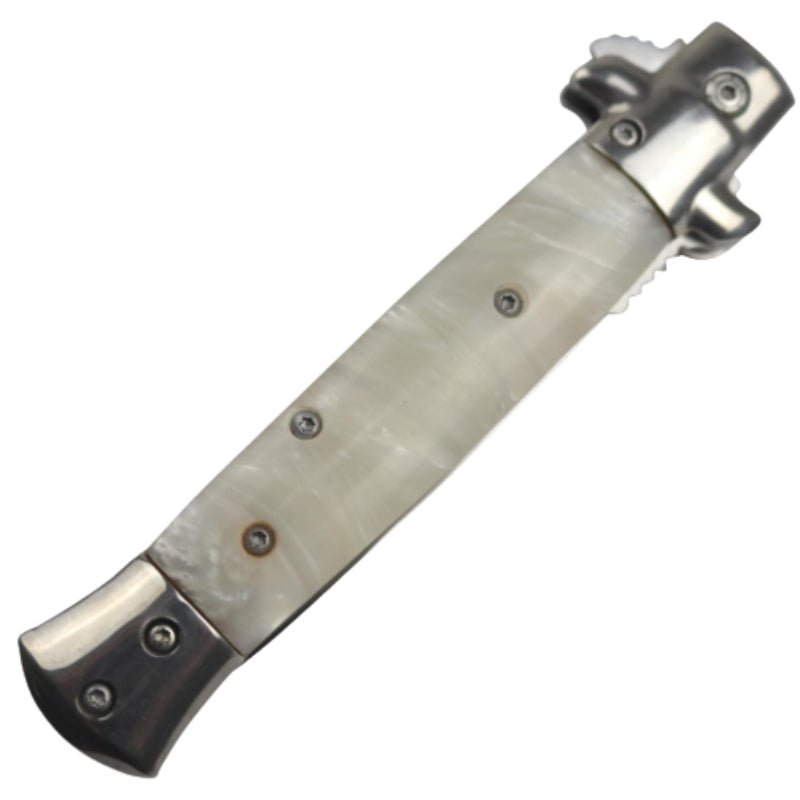 13329 - Defender-Xtreme 9" Knife Pearl Acrylic Handle 3CR13 Steel