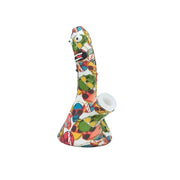 Printed Silicone Bent-Neck Straight Bong (MST242)