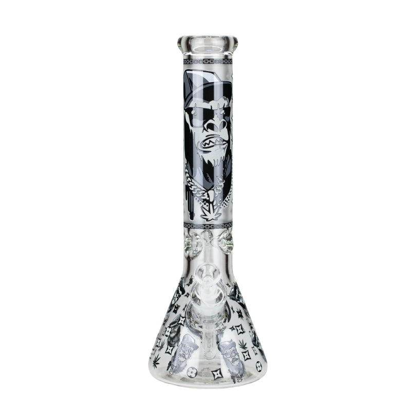 Xtreme 14" Luxury Pattern 7mm Glass Beaker Bong - Black (DCK019-2)