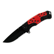 MSK068 - Red & Black Serrated Folding Knife