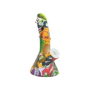 Printed Silicone Bent-Neck Straight Bong (MST242)