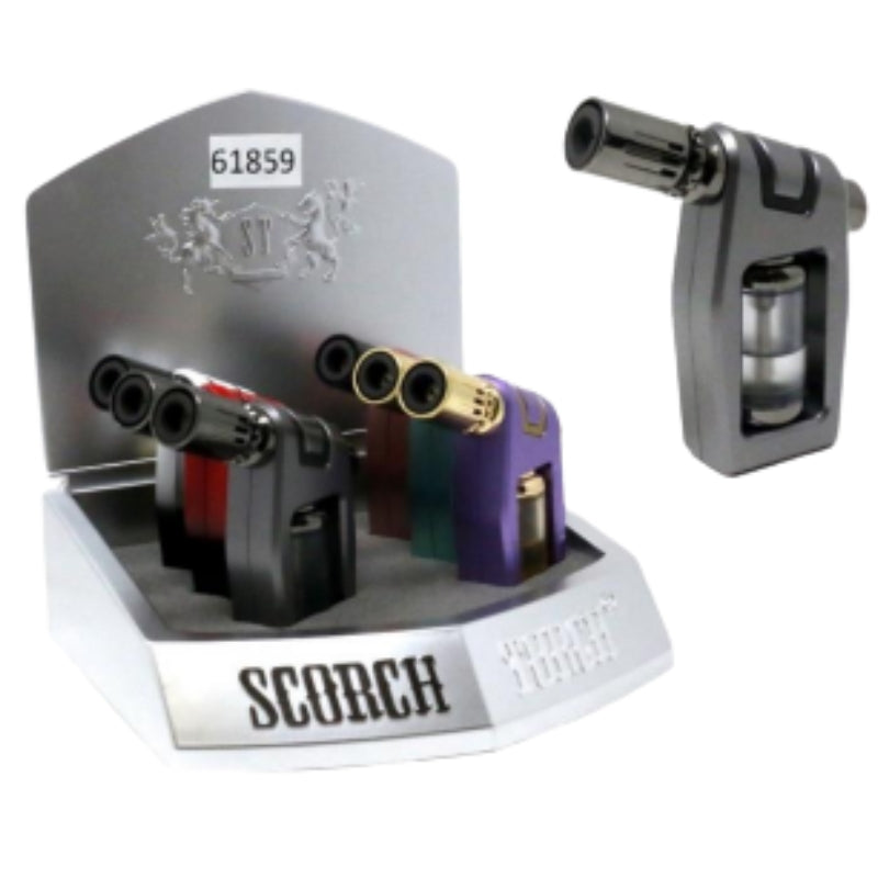 61859 - 4" Single Flame Cigar & Cigarette Torch Lighter - 6/Display