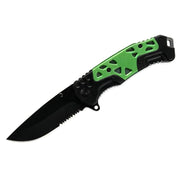 MSK069 - Green & Black Serrated Folding Knife