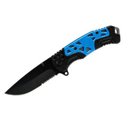 MSK070 - Blue & Black Serrated Folding Knife