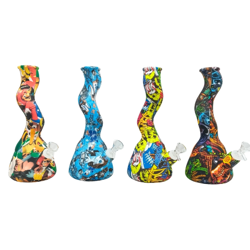 Twisted Silicone Bong with Glass Tube (MST243)