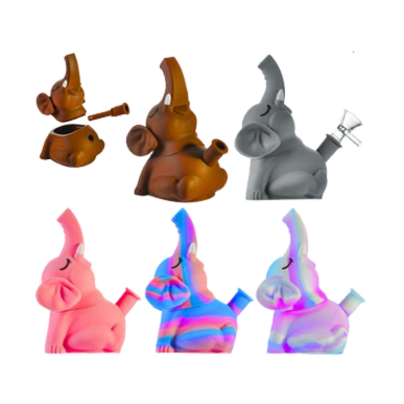 MSTS106 - Novelty Elephant Silicone Bong with Glass Bowl