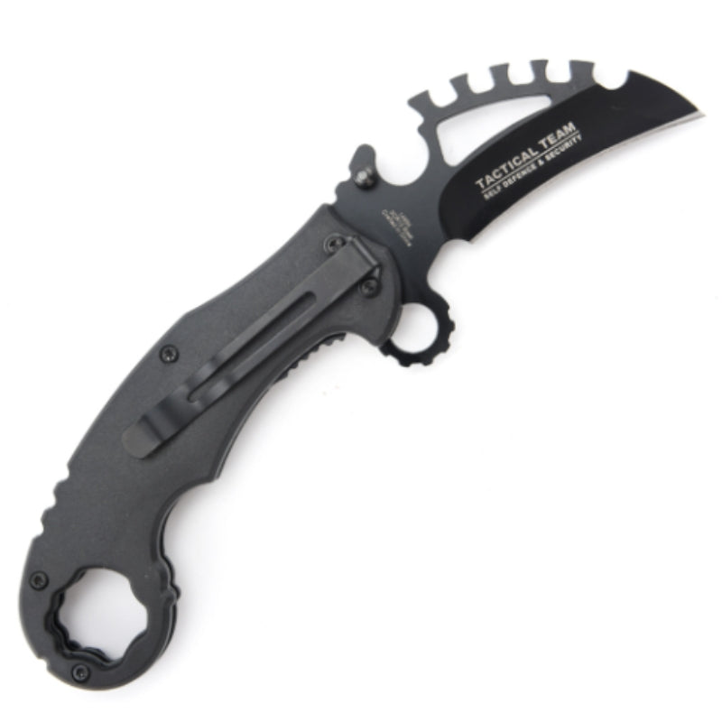 14654 - Defender-Xtreme 7.7" Skull Design ABS Handle 3CR13 Steel Folding Knife