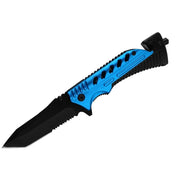 MSK075 - Blue & Black Serrated Rescue Folding Knife