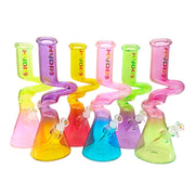 MST081 - 14-Inch Colored Glass Beaker Bong with Curved Neck