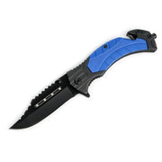 MSK081 - Blue & Black Serrated Rescue Folding Knife