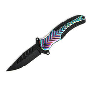 MSK083 - Rainbow & Black Textured Folding Knife