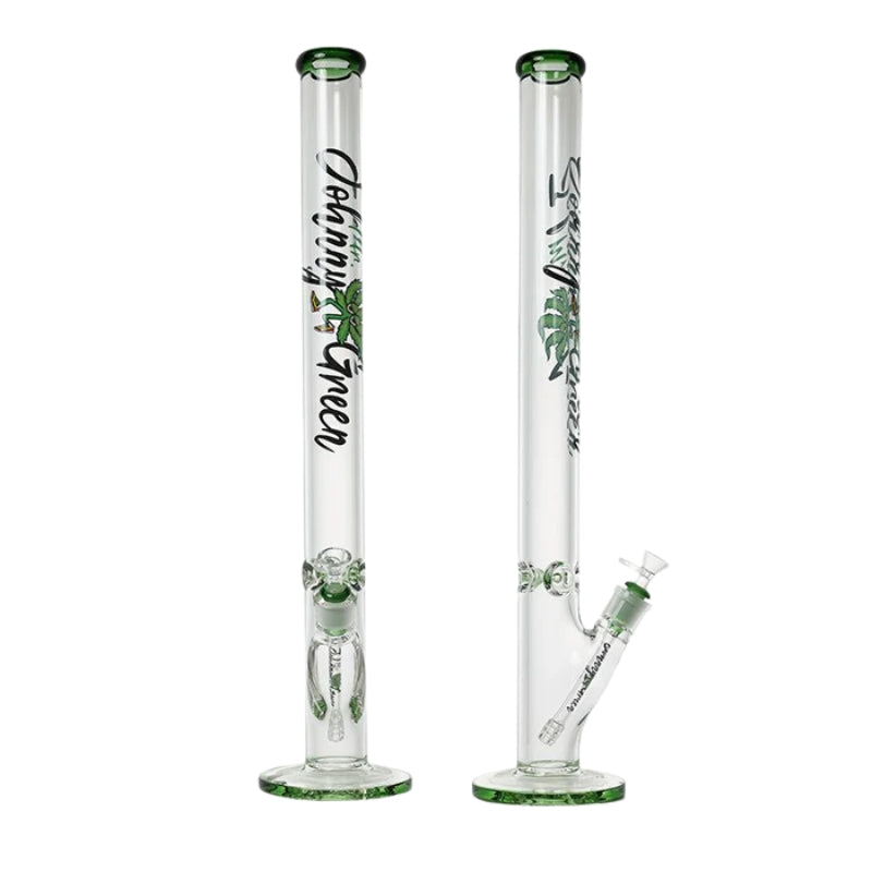 24" 9mm Straight Tube with Grid Percolator Slide - Green (MJG-015)