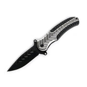 MSK084 - Silver & Black Textured Folding Knife