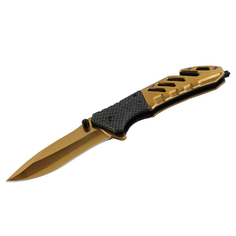 MSK005 - Gold Carbon Fiber Folding Knife