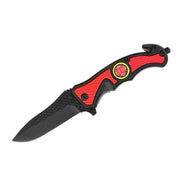 MSK040 - Red & Black Firefighter Emblem Folding Knife