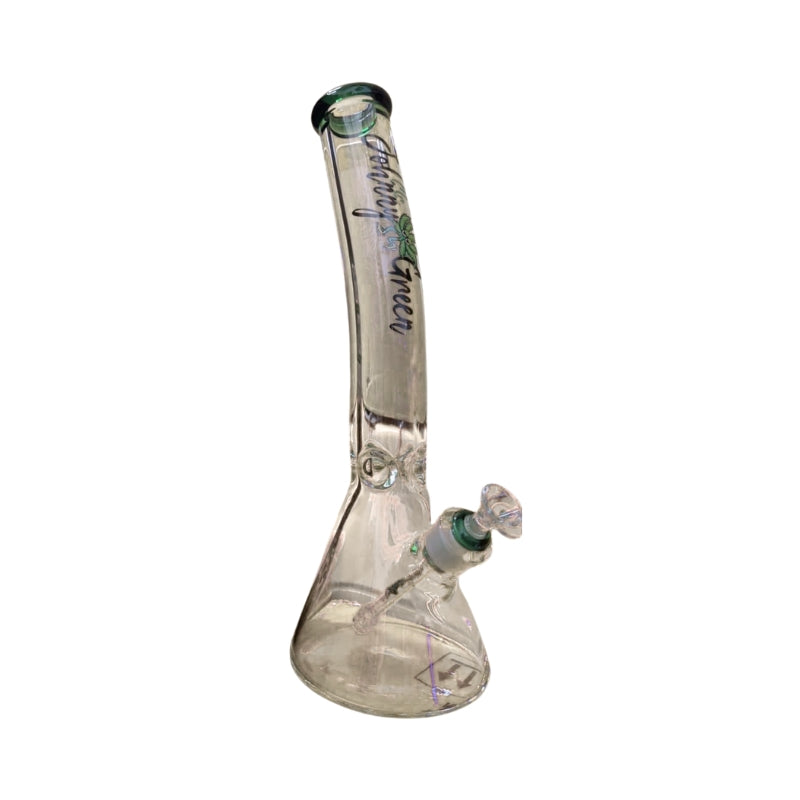 16" 9mm Beaker Bent Neck with Grid Percolator Slide - Green (MJG-008)