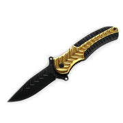 MSK085 - Gold & Black Textured Folding Knife