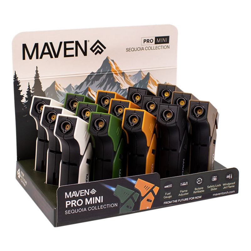 Maven Pro Mini Sequoia Collection Lighter Display of 15