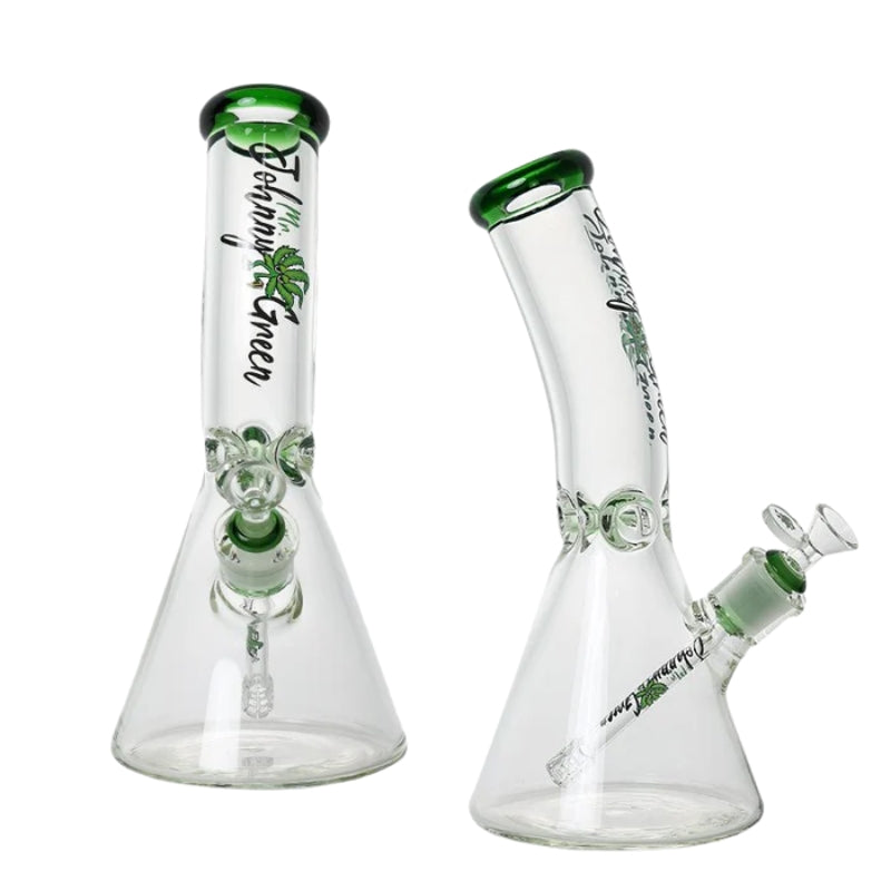 12" 9mm Beaker Bent Neck with Grid Percolator Slide - Green (MJG-007)