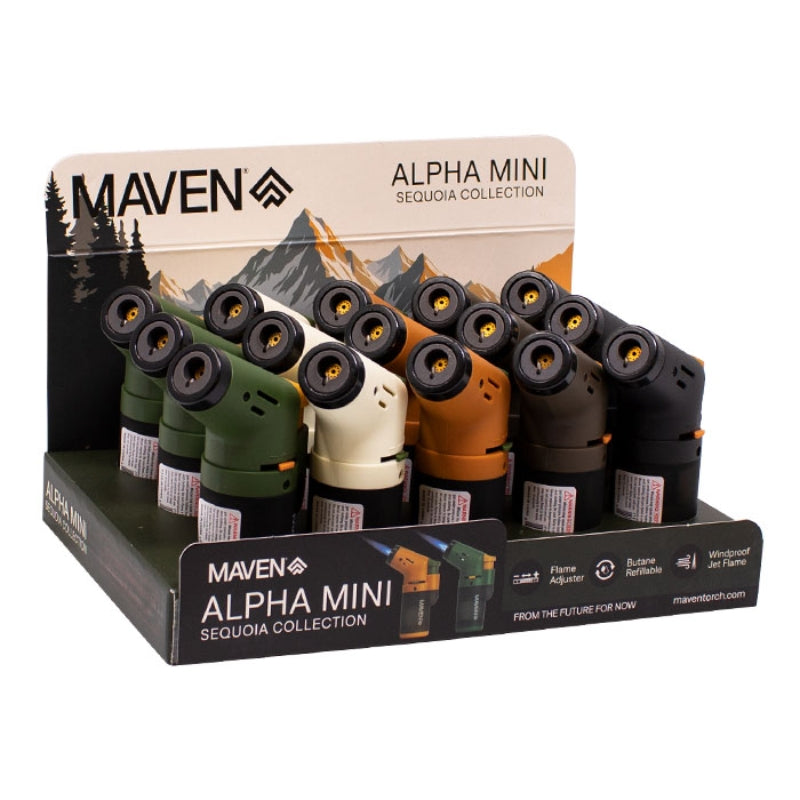 Maven Alpha Mini Sequoia Collection Lighter Display of 15